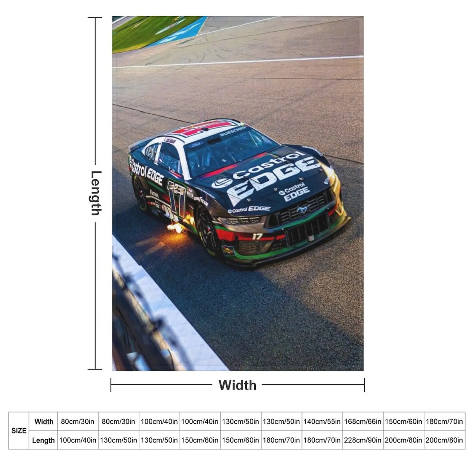 Chris Buescher racing his 2024 Nascar Cup Car shooting flames out of his exhaust abstract Throw Blanket