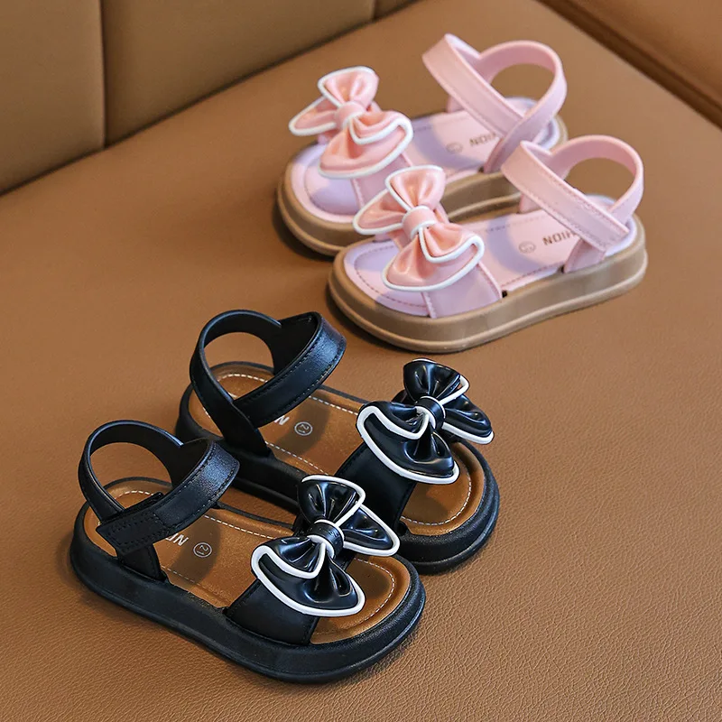 

New Baby Girls' Shoes for Kids Fashion Bow Children's Sandals Soft Flat Heels Beach Summer Sandals Princess Shoes 1-10 Years