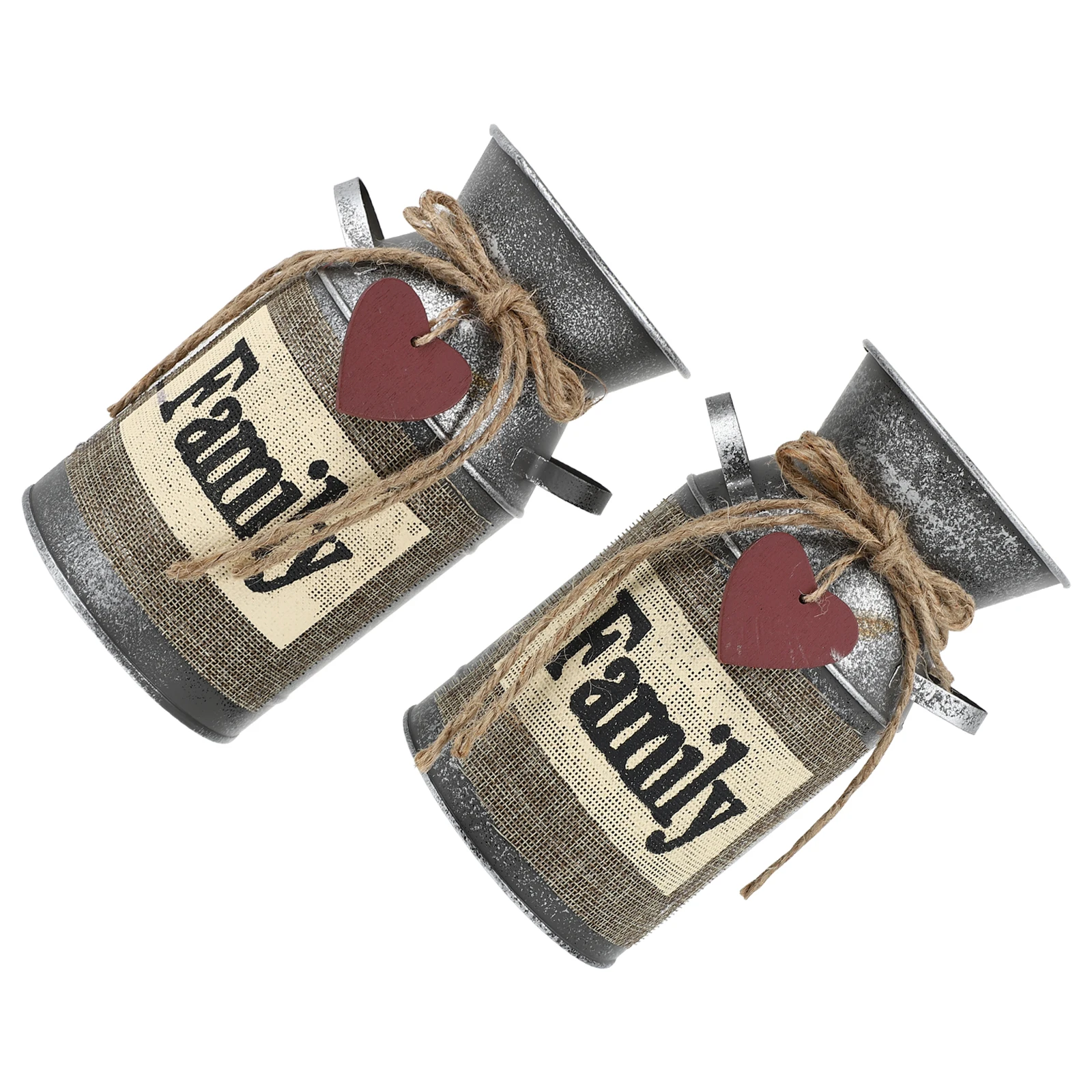 

2pcs Iron Vase Decor Vintage Retro Jug Planter For Garden Living Room Office Flower Arrangement Container Dried Flower Holder