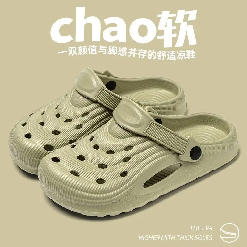 

Men's Summer Holed Garden Shoes EVA Breathable Sandals Perforated Shoes Thick Sole Beach Sandals Soft Driving Shoes Non Slip