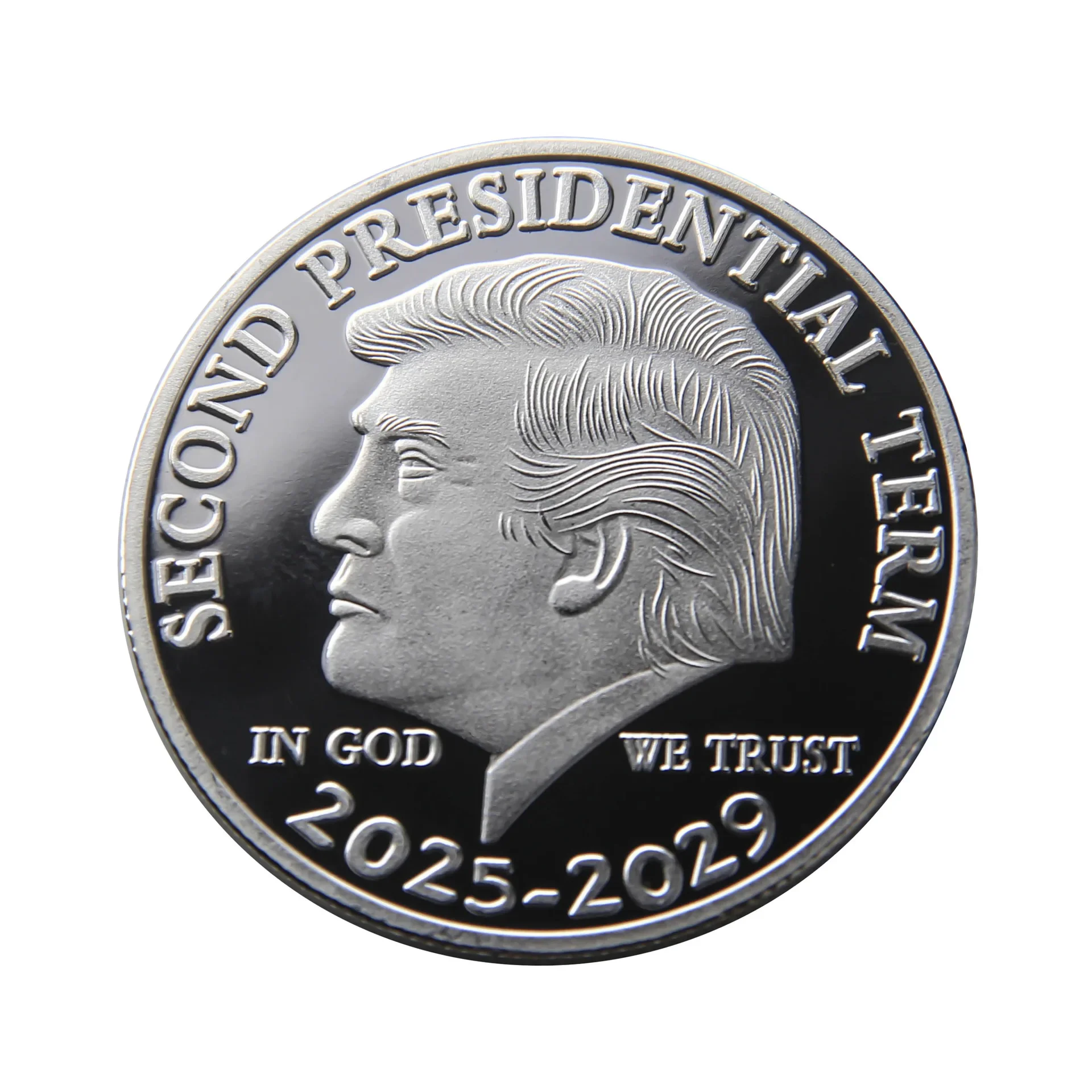 1Pcs Silver 2025-2029 Trump Commemorative Coin Electroplating Hydraulic Paint Commemorative Medal Coin