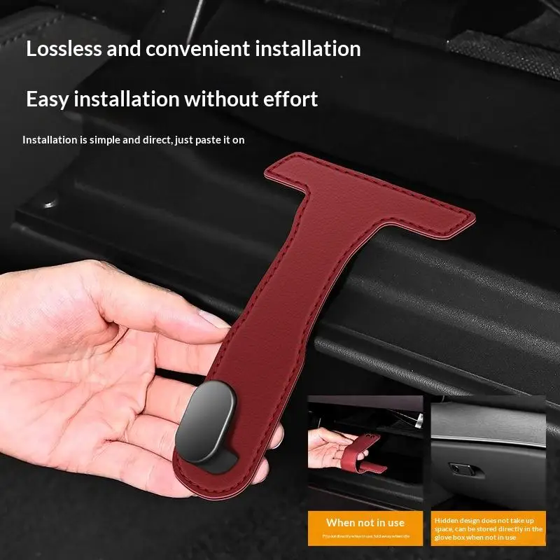 Car Glove Box Purse Hook Universal Hidden Car Hook PU Leather Hanging Hooks Interior Seat Back Hanger Hook Accessories