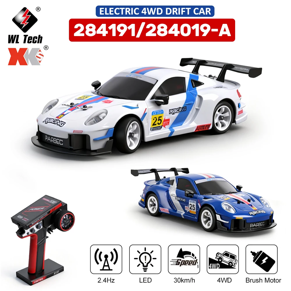 WLtoys 1/28 284191 284019-A Upgraded Gyro RC Drifting Car 4WD High Speed Radio Control Model 2.4G Drift Racing Vehicle Mini Gift
