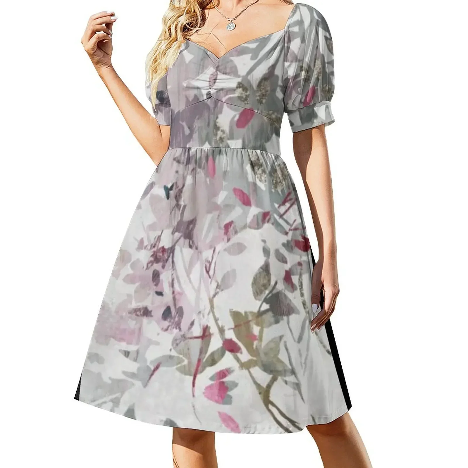 

Hydrangea Leaf Short-Sleeved Dress evening dress women summer dress