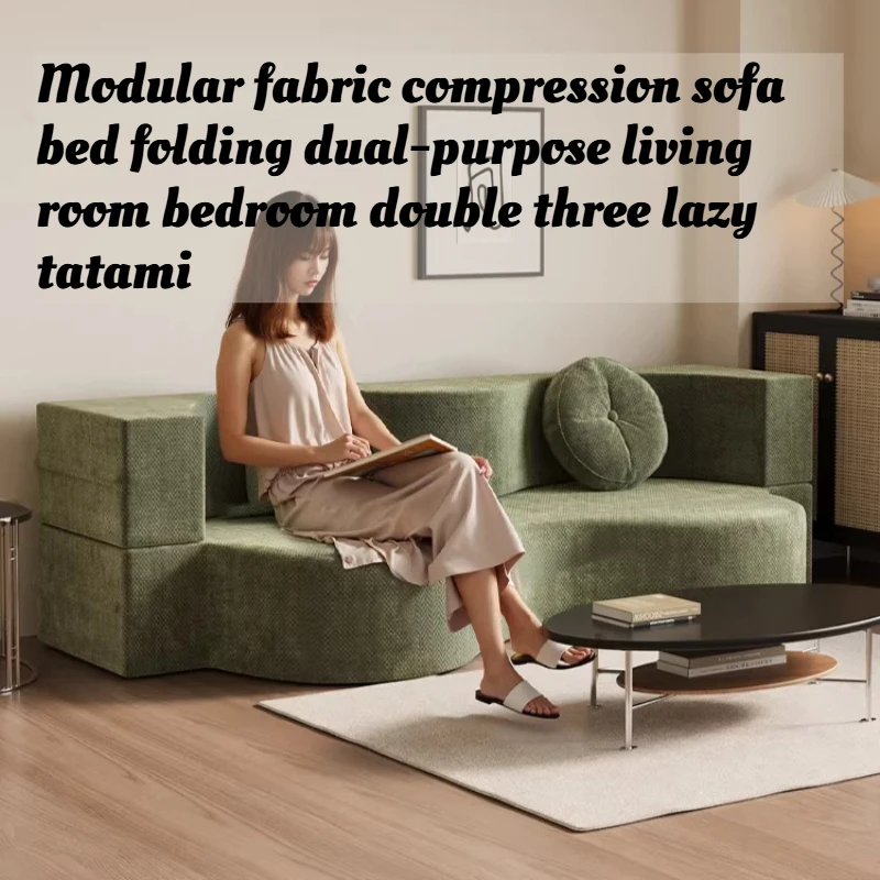French Modular Fabric Compressed Sofa Bed Convertible Foldable Living Room Bedroom 2 Seater 3 Seater Nordic Designer Tatami