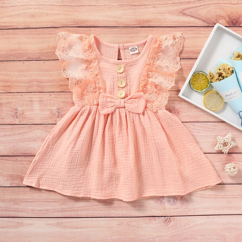 Baby Girl Summer Cute Casual Breathable Cotton Newborn Baby Skin Comfortable Sleeveless Dress Birthday Dress