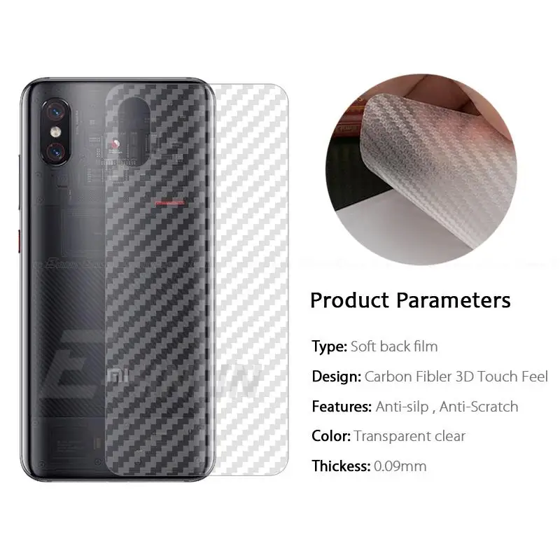 5pcs Clear Soft 3D Carbon Fiber Guard Back Film For XiaoMi Mi 8 Lite Pro Mix 4 3 2 A3 Rear Screen Protector Not Tempered Glass