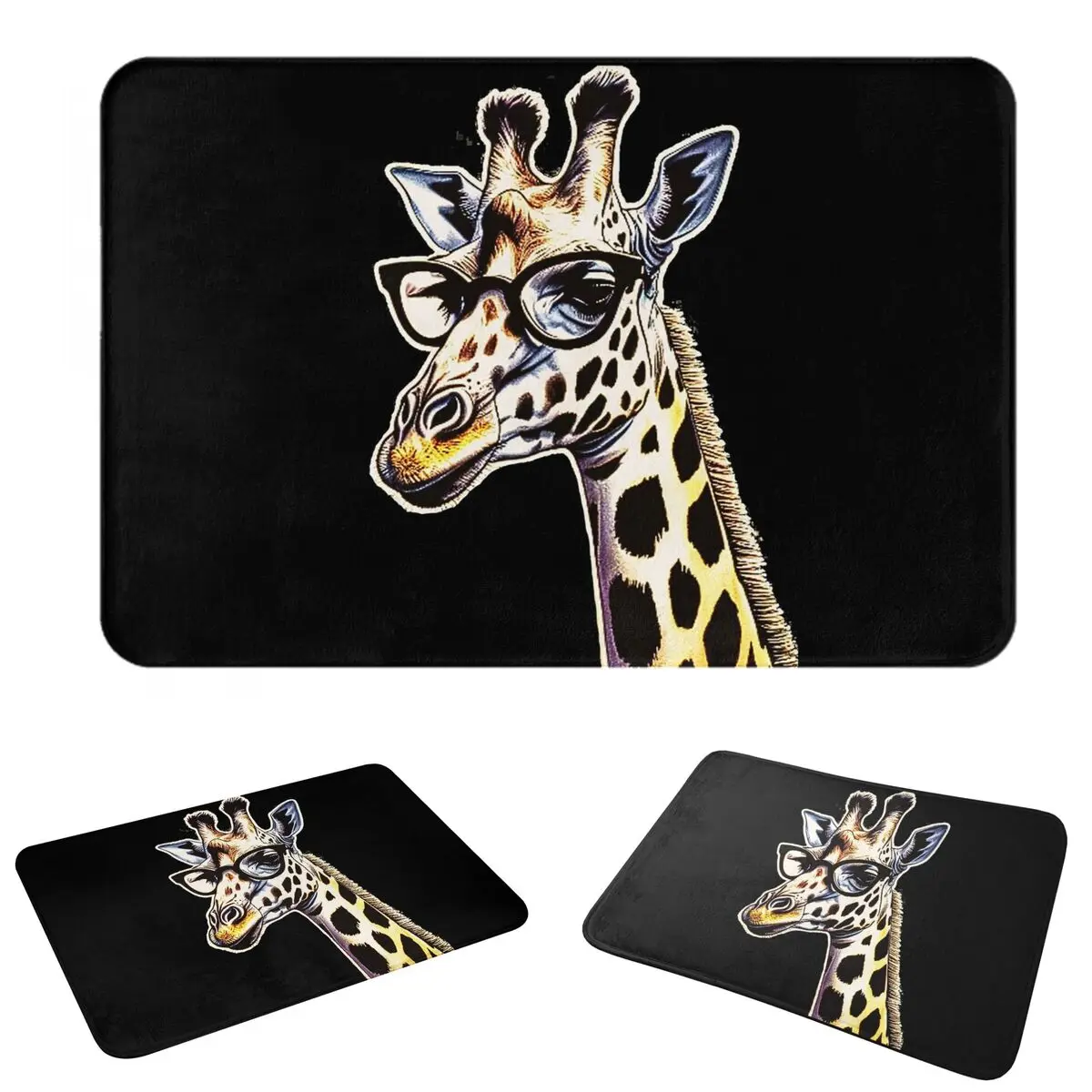 Giraffe With Glasses Doormat Antiwear Carpet Rug Kitchen Entrance Home Floor Mat for Bedroom Footpad Mats