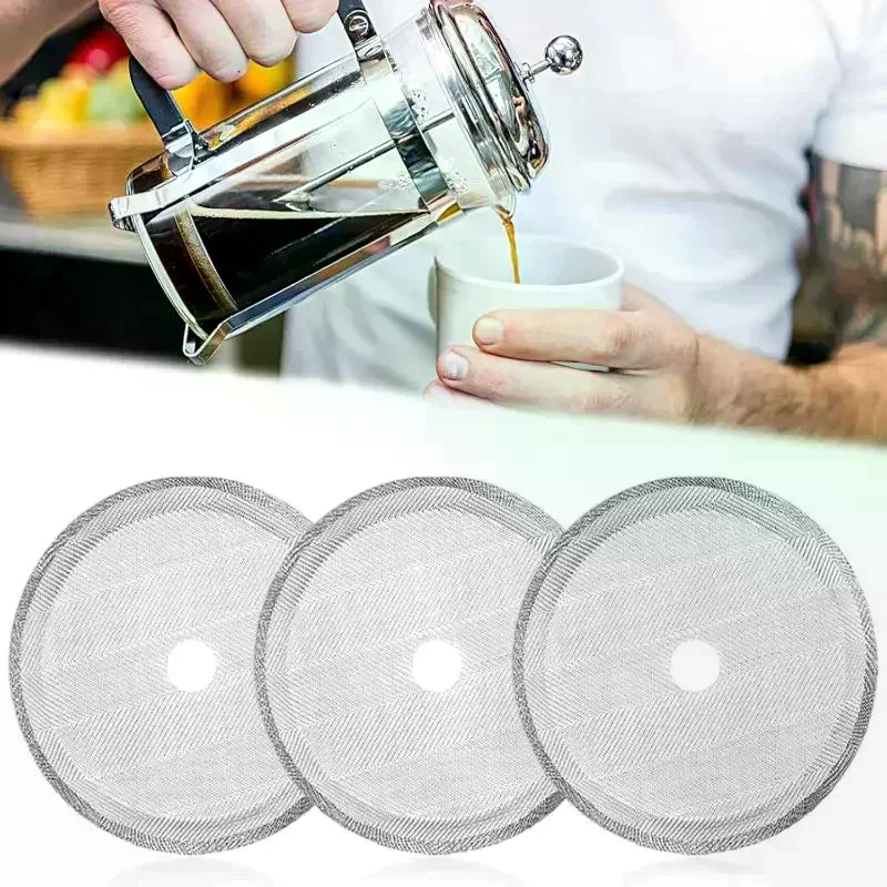 French Press Filter Screens Reusable Fine Mesh For Home Coffee Brewing Stainless Steel