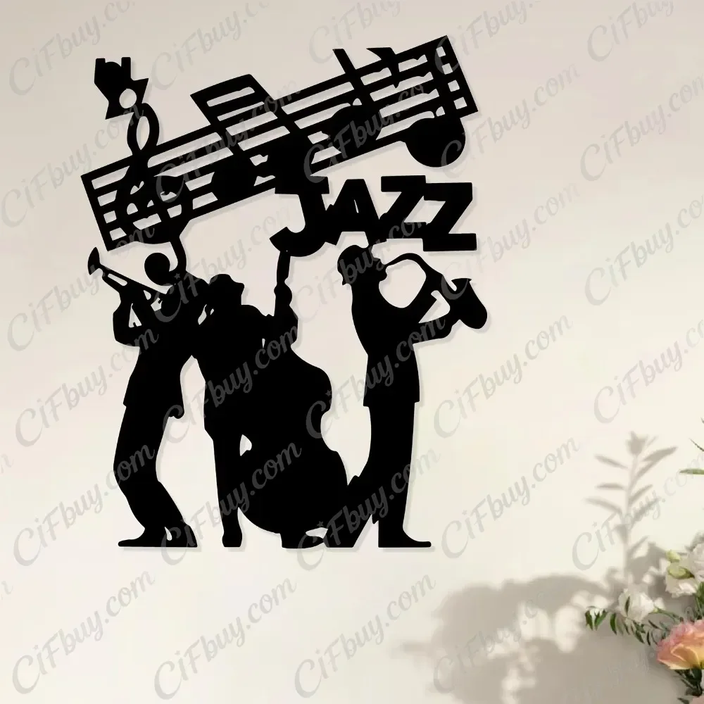 CIFBUY Jazz Musician Metal Wall Art Iron Sculpture Rust Proof Music Theme Home Garden Living Room Decor Hanging Gift