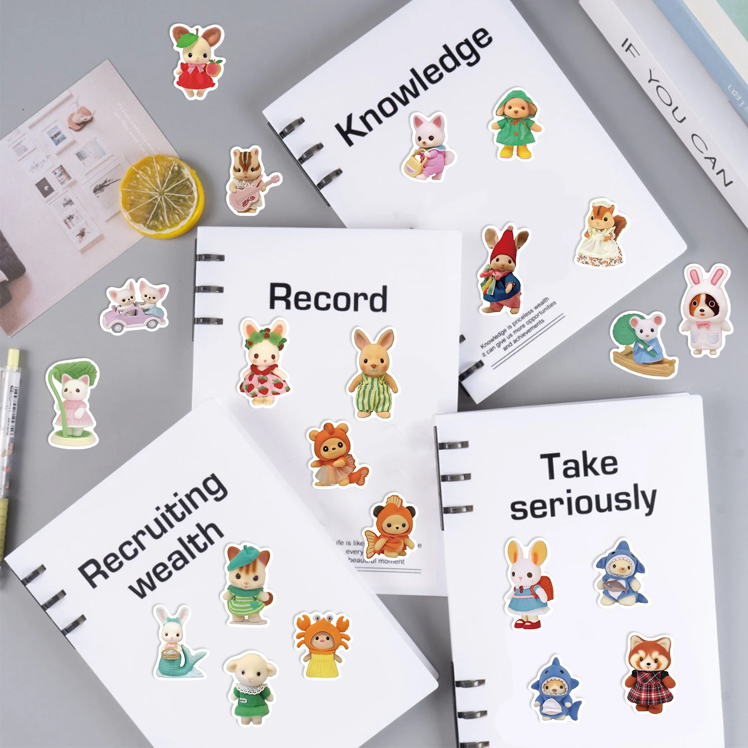 60PCS Fruit Critter Animal Stickers DIY Laptops Water Bottles Phones Decorative Stickers Toy Waterproof Vinyl Decals