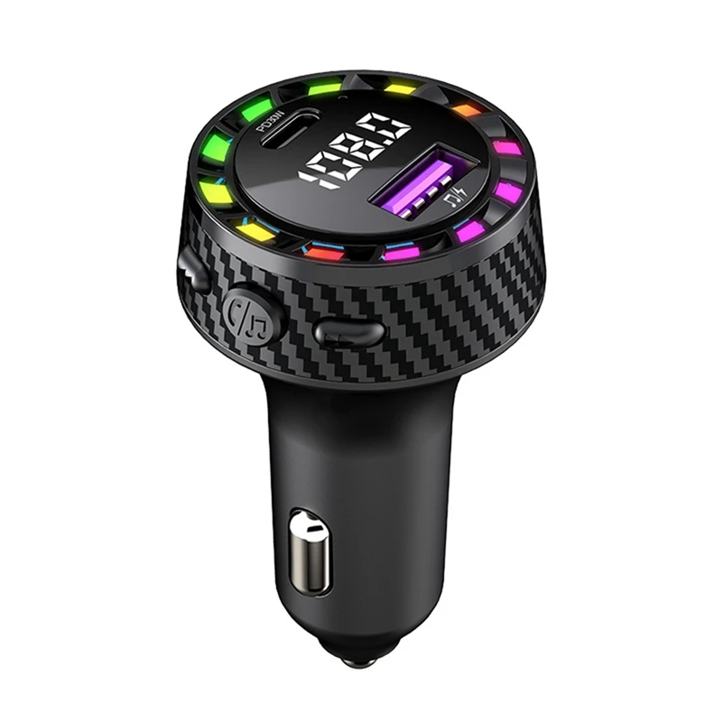 Car Bluetooth Charger PD30W USB Port Fast Charging Adapter With LED Light Voltage Monitor FM Bluetooth Transmitter