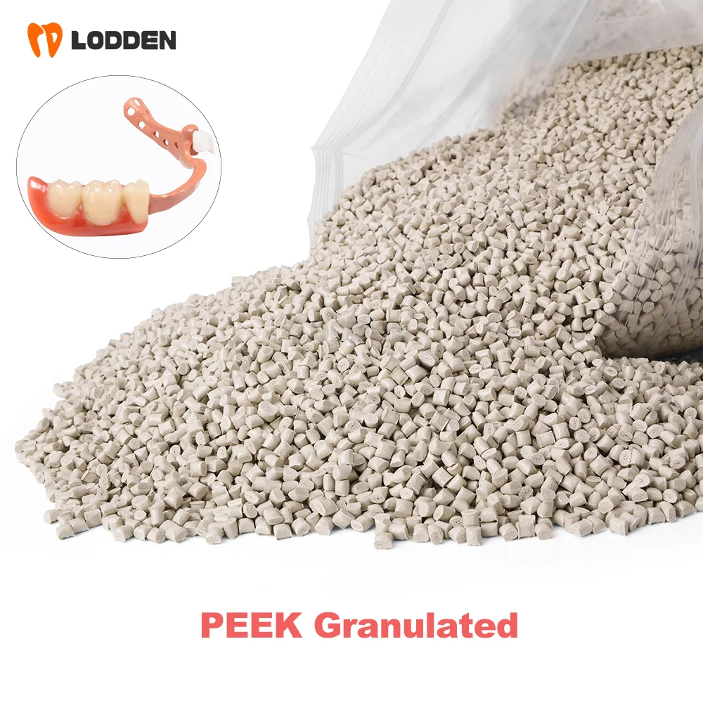 LODDEN 1kg PEEK Granulated Dental Lab Dentures Materials Natural White Yellow Gingiva 4 Colors