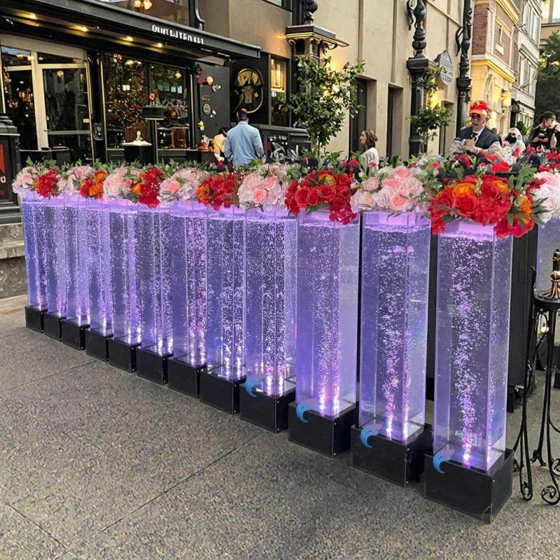 カスタム水槽装飾ウェディングフラワー スタンドウェルカムコラムランプ
