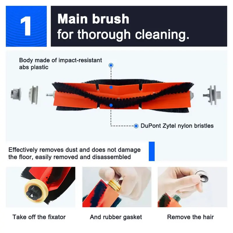 Para Xiaomi Mijia 1C,2C,Mi Robot Vacuum-Mop,Dreame F9,Filtro Escova Principal,Escova Lateral,Mop Pano,STYTJ01ZHM STYTJ02ZHM STYTJ03ZHM SKV4093GL SKV4063GL