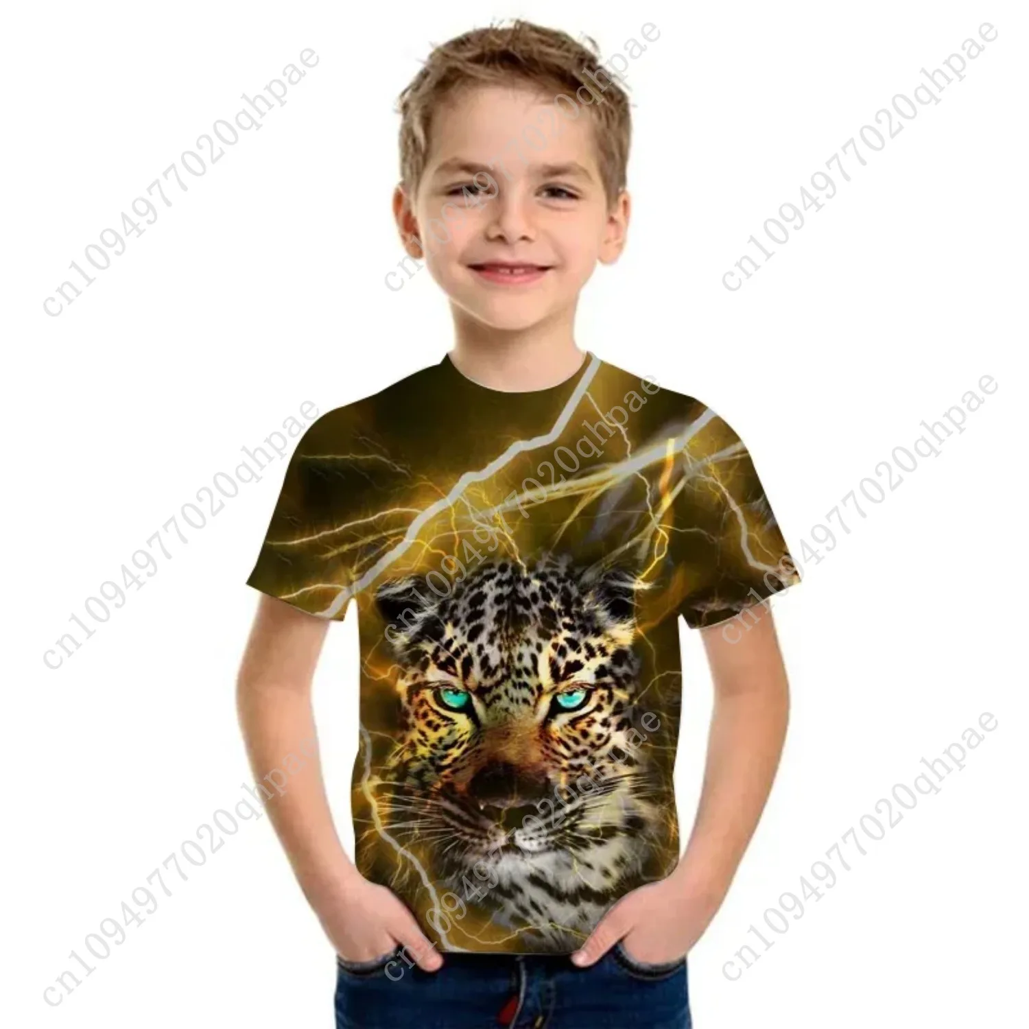 مضحك القرد الوجه تي شيرت للأطفال تي شيرت كامل لصبي الصيف قصيرة الأكمام المحملة ملابس الأطفال موضة فتاة تي شيرت #5