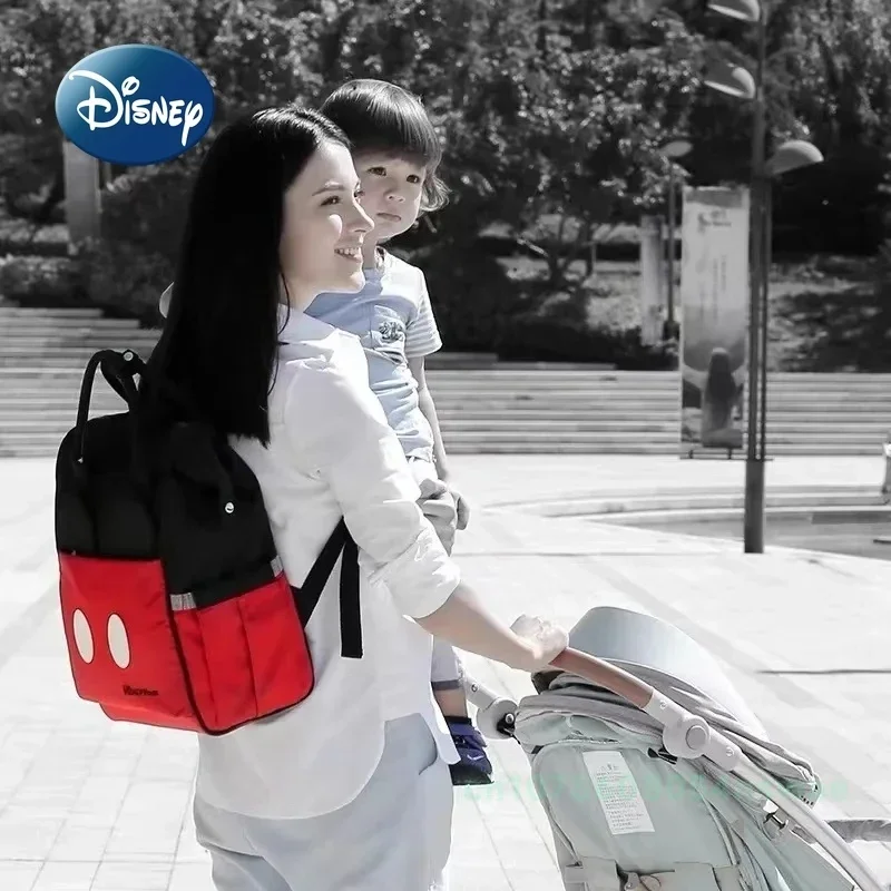 Nueva bolsa de pañales de Mickey de Disney, mochila de marca de lujo para bebé, bolsa de pañales para bebé de dibujos animados, mochila de alta calidad y gran capacidad