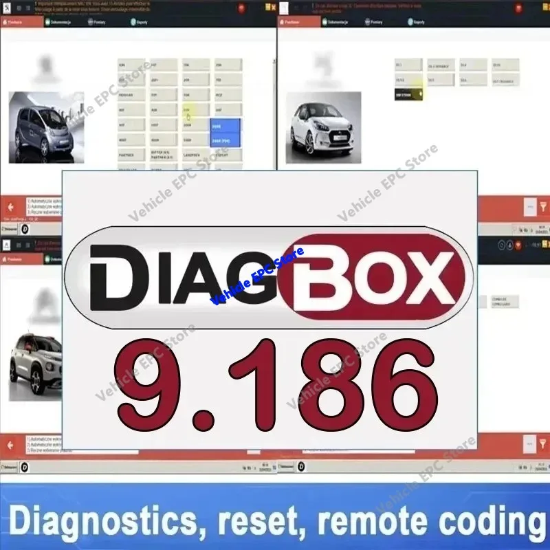 Cars diagnostic software Diagbox V9.186 work with PP2000 Le-xia3 For Peo-geot For Cit-roen Resets Adaptations Original install