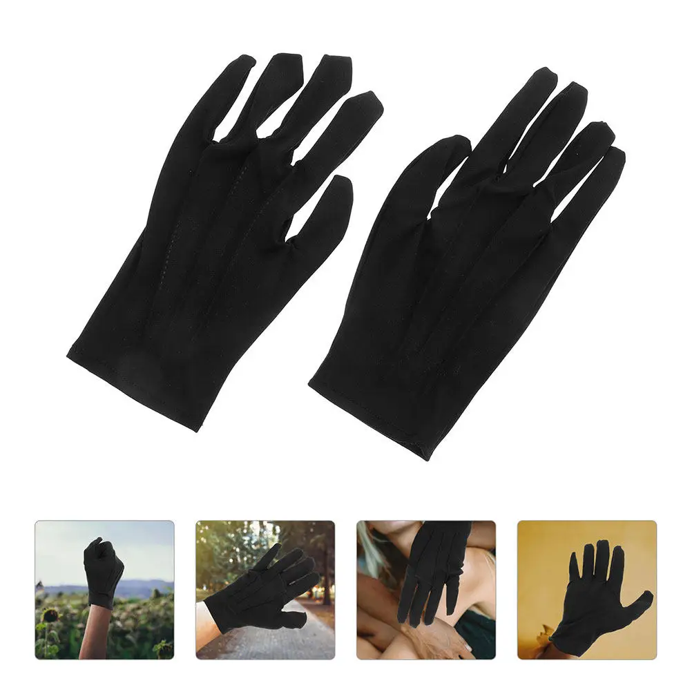 

5Pairs Black Nylon Gloves Breathable Lightweight Stretch Reusable for Jewelry Coin Handling Inspection Work Gloves