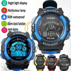 Montres électroniques étanches pour enfants, montre-bracelet numérique LED, réveil multifonction, cadran Shoous, garçons et filles, nouveau