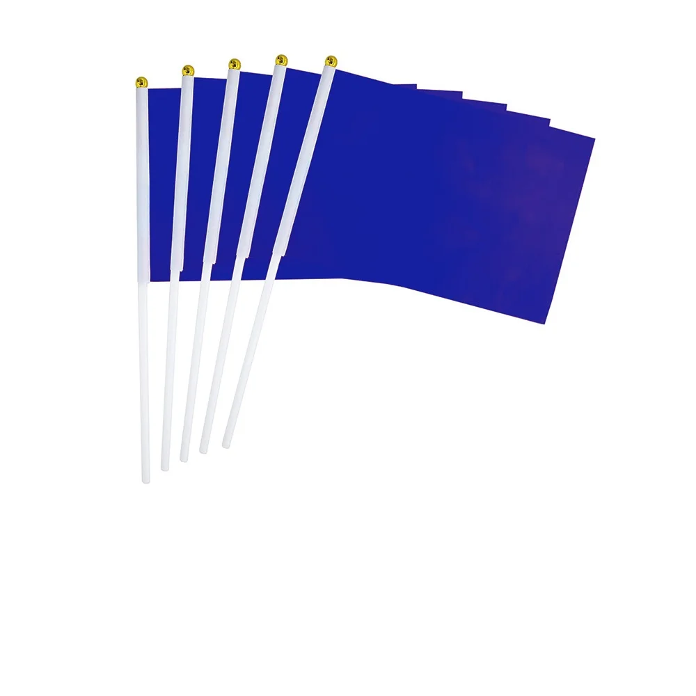 10Pcs/Pack Pure Color Stick Flags Mini Hand Waving Customized Flags With Plastic Stick Party Decors Parade Celebrate Accessories