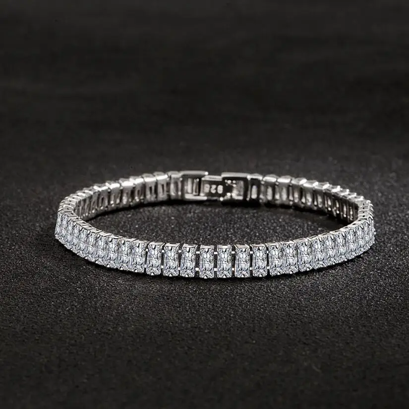 4mm moissanite Tenisz bracelet számára Nők 100% 925 Sterling Ezüst Drágakő Karperec esküvői sparkles Laboratórium Briliáns Karcsat