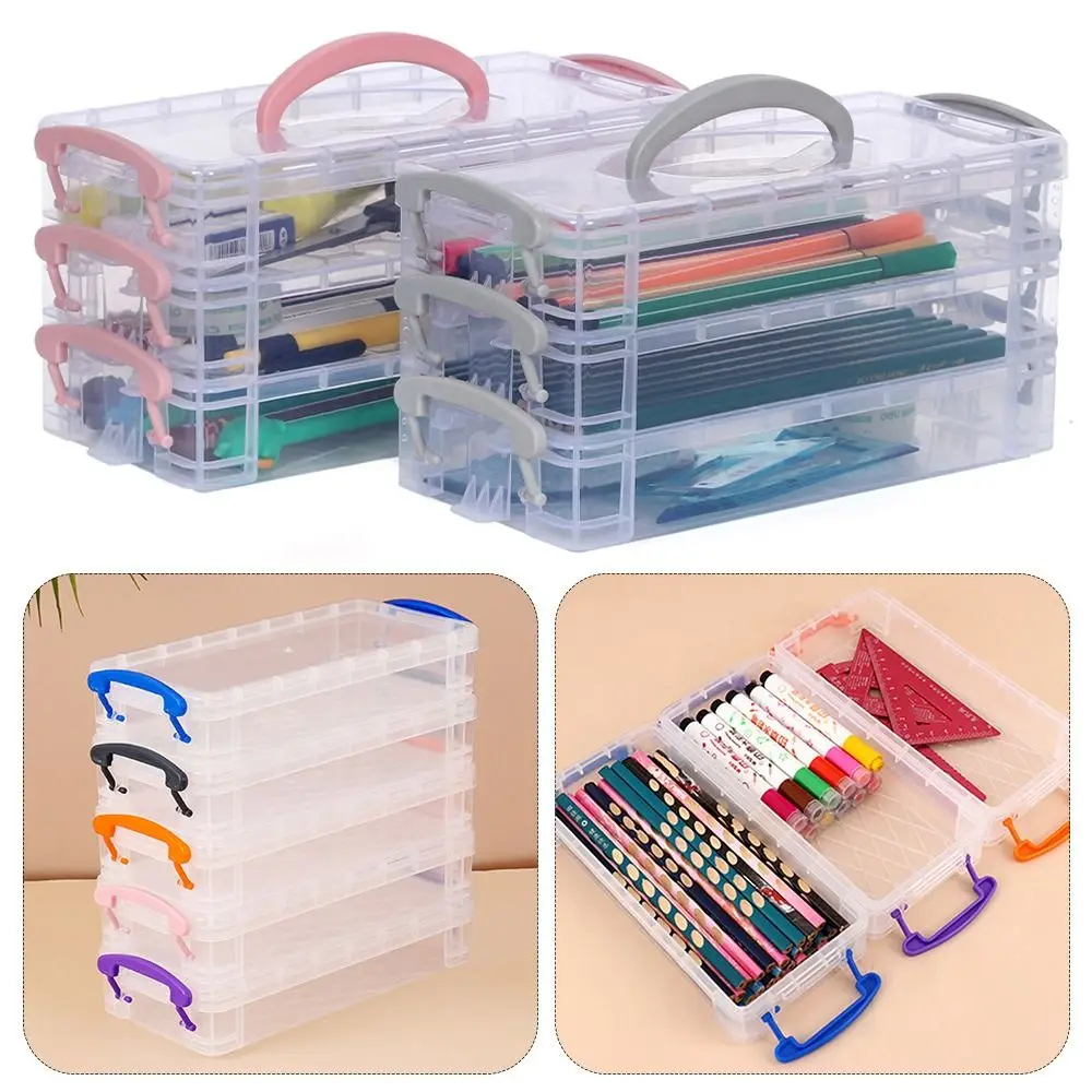 3/6-layer Paintbrush Box Watercolor Detachable Pen Storage Box Color Multi-function Stationery Organizer School Supplies