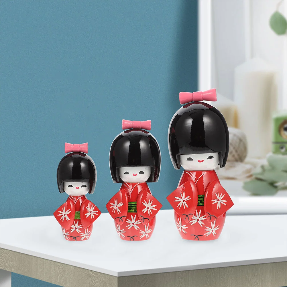 Japanese Kimono Table Top Decor Wood Dolls Gift Desktop Ornament Decorations Style Home New Year Girl Kimonos Kokeshi