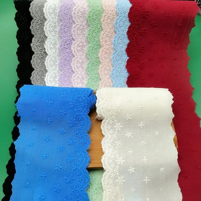 

14 Y X10CM Wide, High-quality Colored Cotton Fabric Embroidery Lace Handmade Princess Clothing Accessories Hair Ring Material