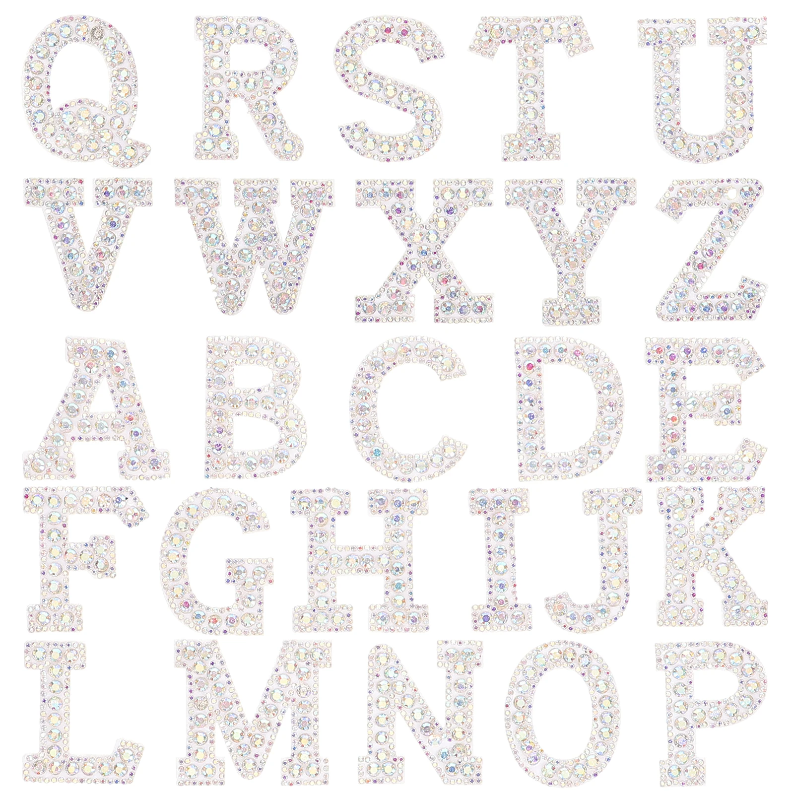 

26 Pcs Hot Diamond Letter Stickers Sew Rhinestones Flash Patches Silver for Clothes Letters