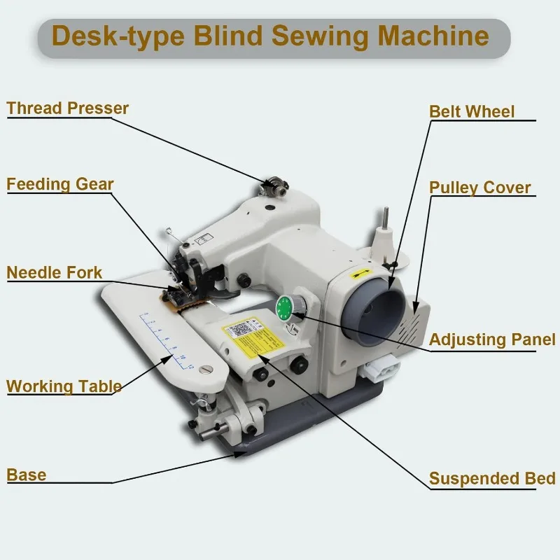 ماكينة خياطة الغرز العمياء المحمولة 110 فولت - سرعة 1200 SPM عالية، تخلق طبقات غير مرئية وغرز سلسلة بحاشية عمياء دون جهد