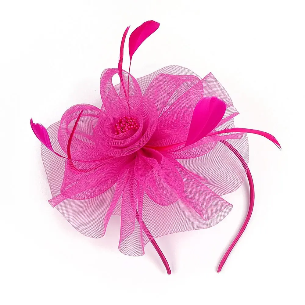 New Tea Party Flower Fascinators Kentucky Headband Derby Hat Wedding Cocktail Feathers Ribbon Fascinator Hats for Women