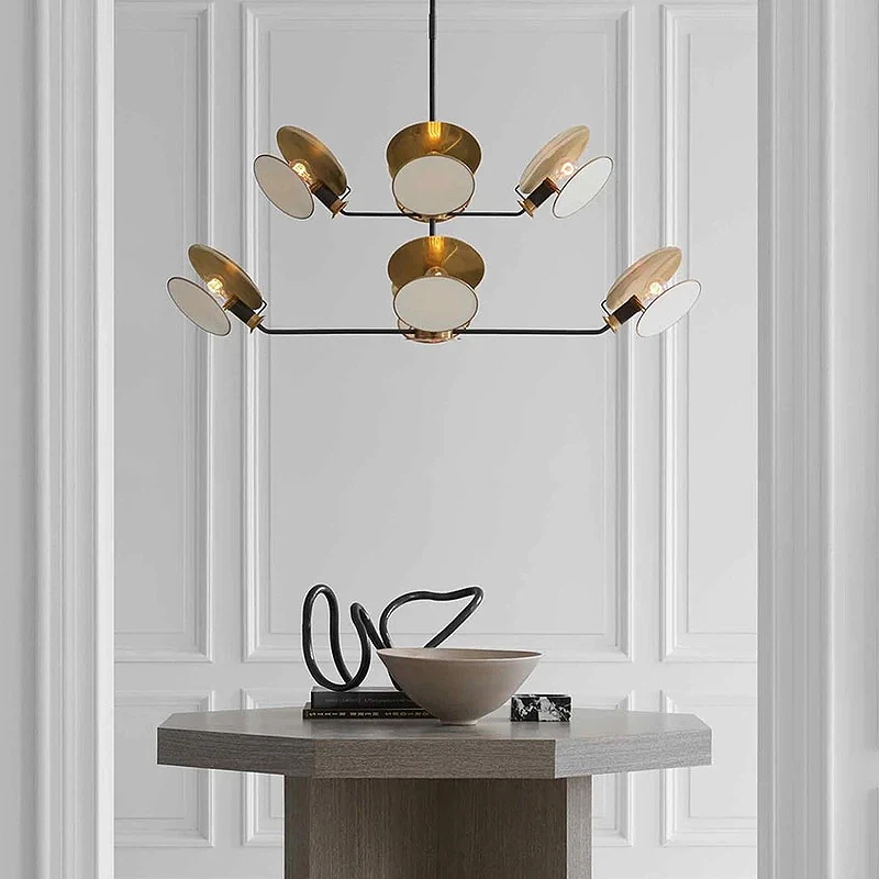 

American Brass Chandelier Lamp, E26 Pendant Lighting Creative Dining Room Villa Living Room French Lighting Bedroom Chandeliers