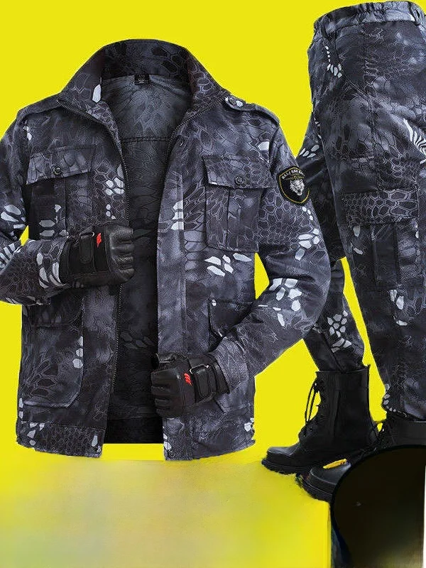 

Новый камуфляжный рабочий костюм для мужчин, износостойкий, весенне-осенний, с узором под питона, защитная спецодежда