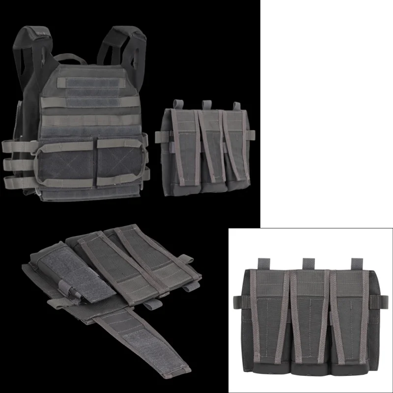 

JPC Plate Carrier 5.56 Triple Mag Pouch | MOLLE Compatible Front Panel Magazine Holder | For Hunting Adventure Accessories