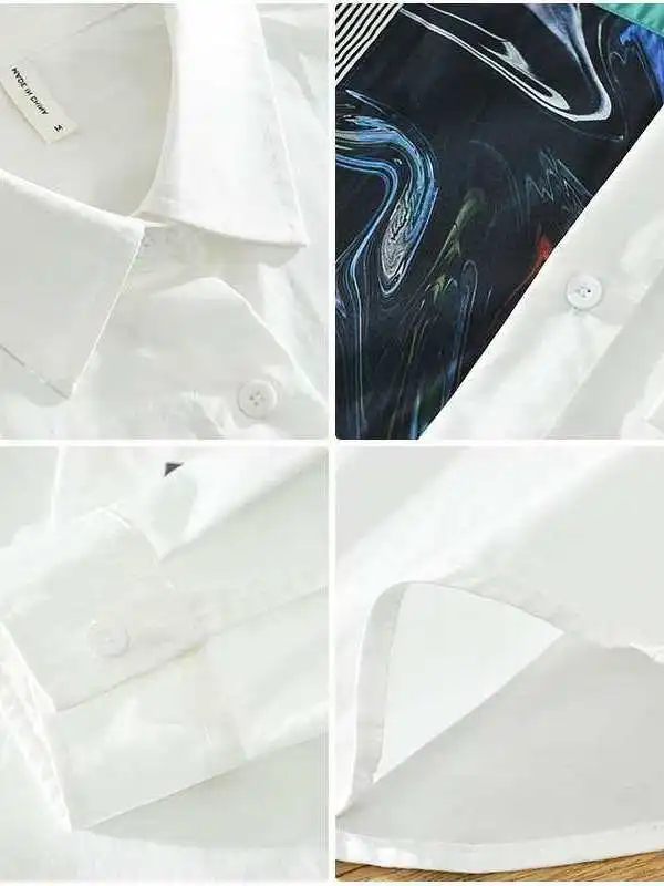 

Мужская рубашка с абстрактным узором и длинными рукавами, модный топ из искусственной кожи, свободный крой, полиэстер, летняя, устойчивая к деформации.