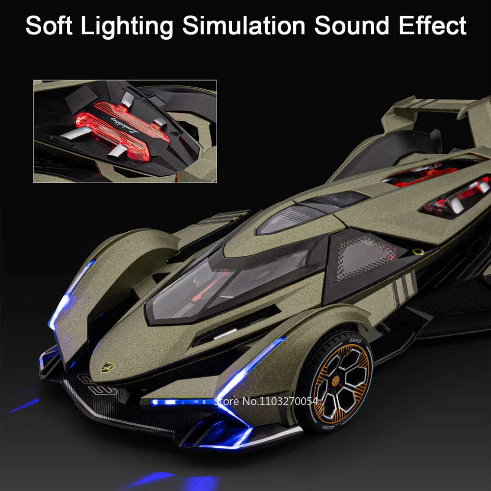 Lambor V12 SVJ63 1:24, modelo en miniatura de juguete, coche de aleación fundido a presión, sonido, luz, puertas extraíbles, coche deportivo abierto, regalo de Navidad para chico