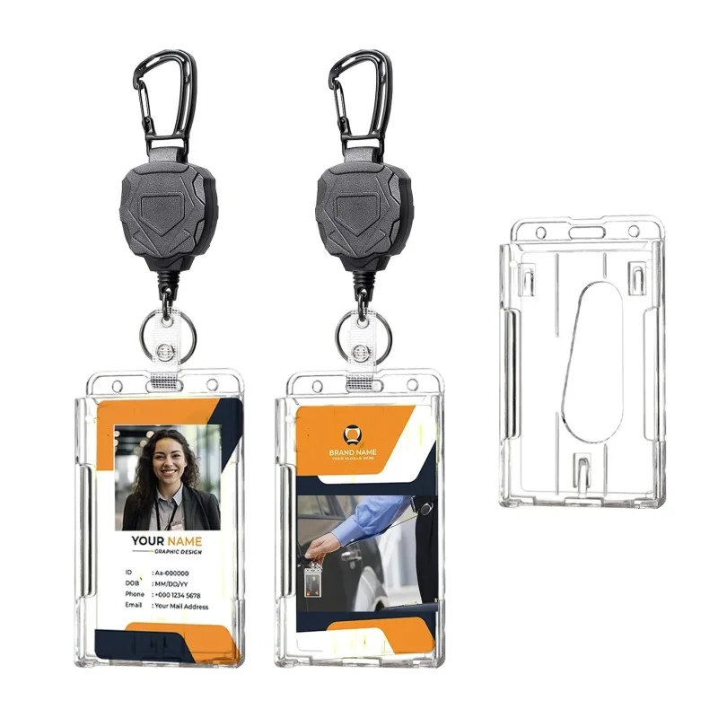 Badge Reel Clip Credit Card Cover Bus Card Cover Case Retractable Badge Holder Badge Clip Heavy Duty ID Holder