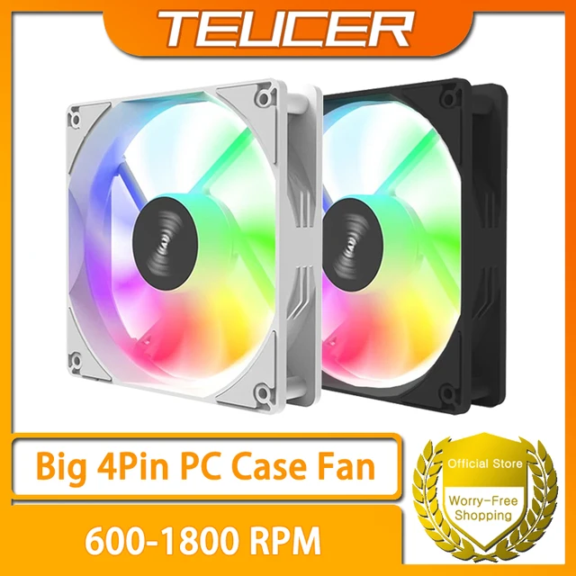 Wentylator obudowy TEUCER PC 120mm 12V RGB kolorowy efekt świetlny wentylator chłodnicy komputera stacjonarnego duży 4 cale