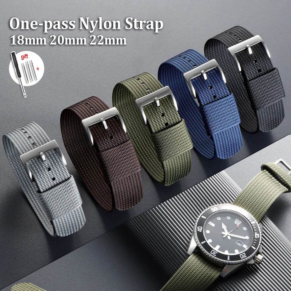 

Washable Ribbed Nylon Watch Band for Seiko Canvas Watch Strap 18mm 20mm 22mm Outdoor Loop Military Bracelets Wristbelt for Rolex