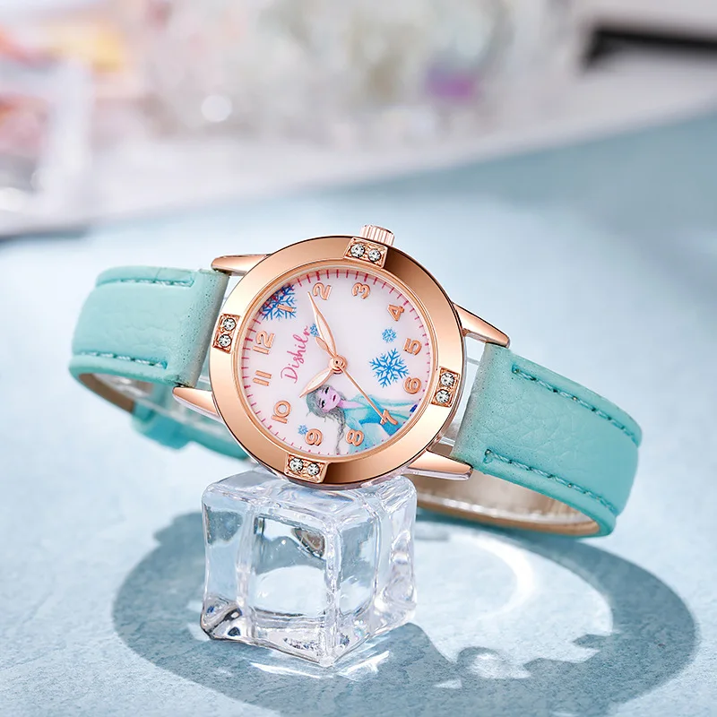 ساعات ديزني للأطفال للأطفال والأولاد والبنات كارتونية لطيفة فروزن سنو الأميرة عائشة الماسية ساعة يد كوارتز للطلاب هدية #2