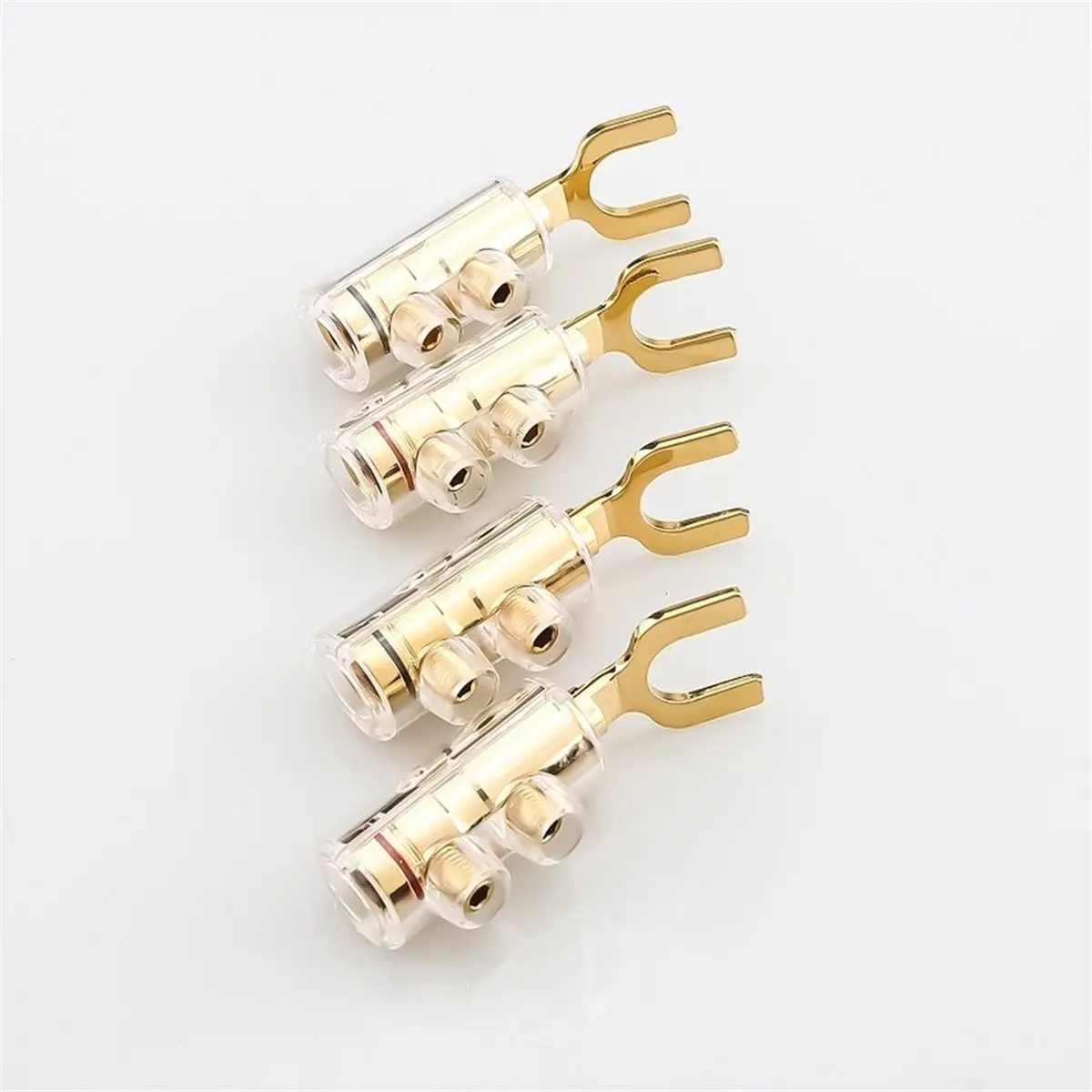 4PCS B554G Spade Connector Speaker Cable Y Spade Plug Audio Screw Fork Connectors