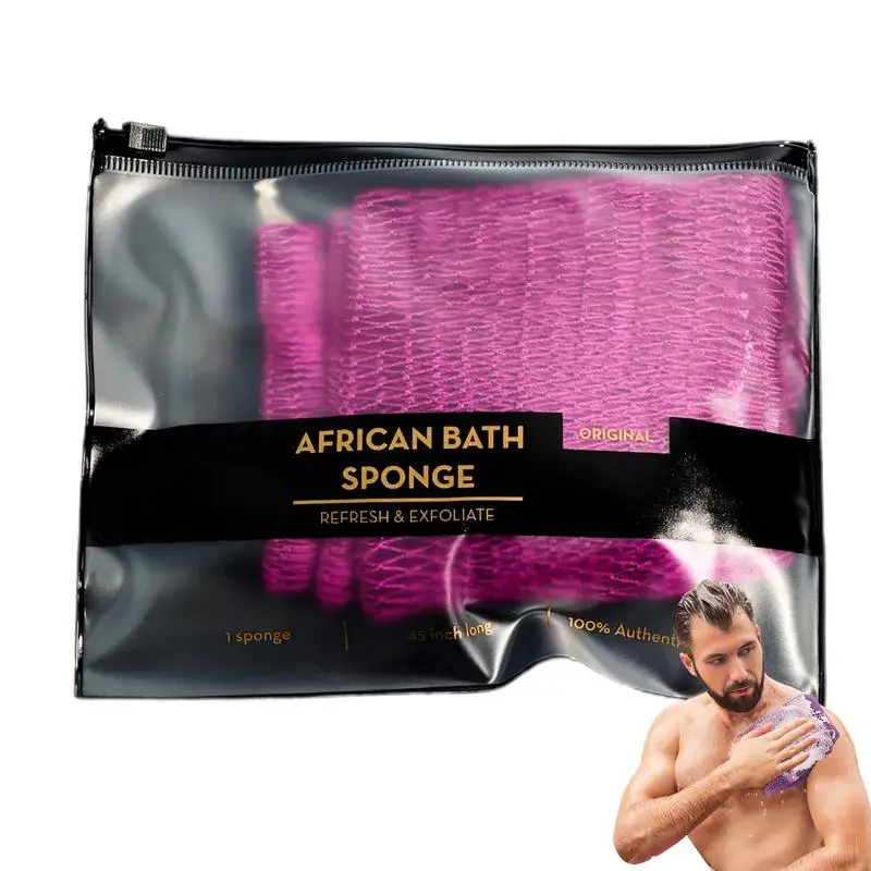 African Bath Sponge Reusable Net Sponge Body Exfoliator Reusable Bath Sponge Washcloth African Scrubbing Long Net Rag Shower