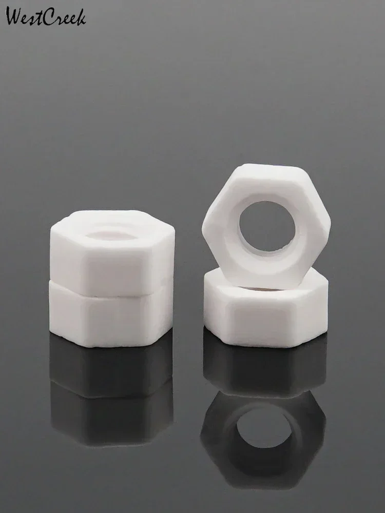 Customize M2-M16 Alumina Ceramic Outer Hexagon Nut High Temperature Corrosion Heat Insulation Antioxidant Screw Cap