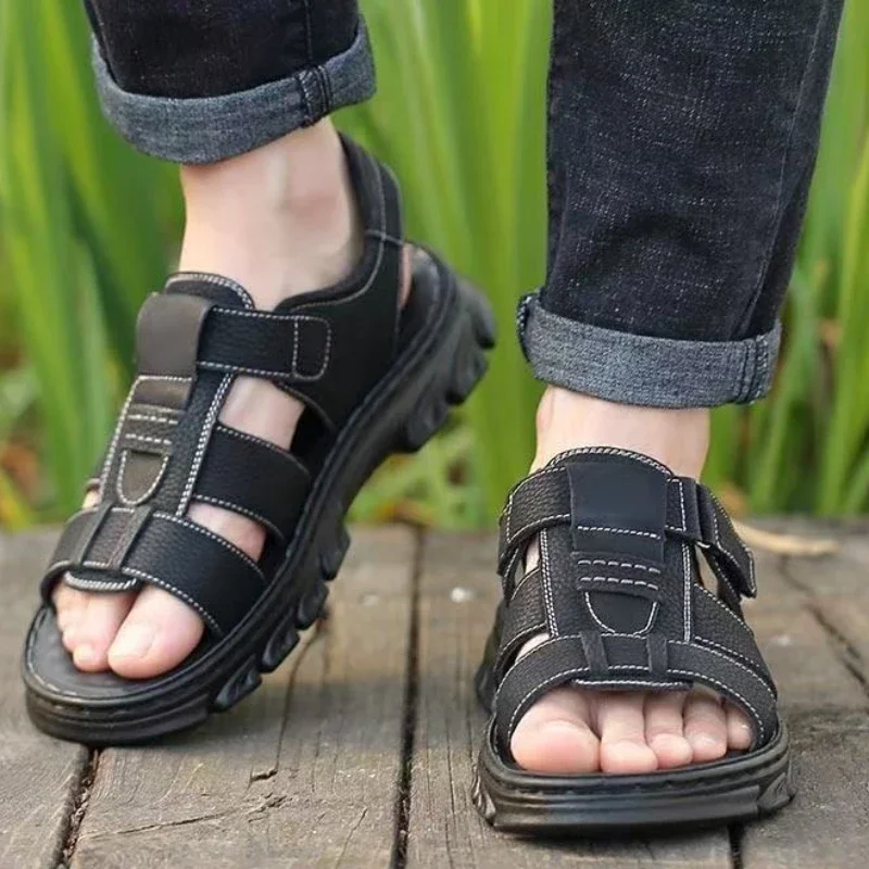 

Beach Male Shoe Genuine Leather Outdoor Eva in Welcome Deal Japanese Luxury H Breathable Barefoot 2025 Styles 39 Men's Sandal