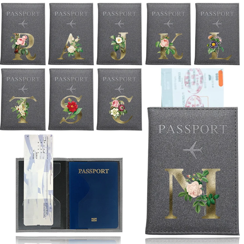 Classic Vintage Design Organizer Passport Credit Card Holder Travel Passport Holder Case for Men and Women Golden Flower Pattern