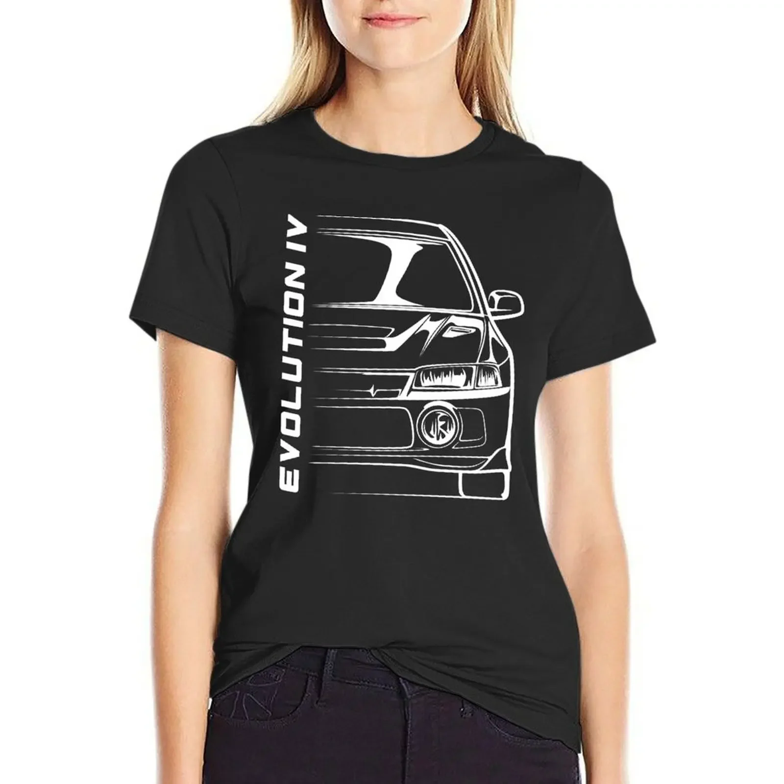

Lancer Evolution IV Silhouette T-Shirt funnys blanks animal print t shirts for Womens
