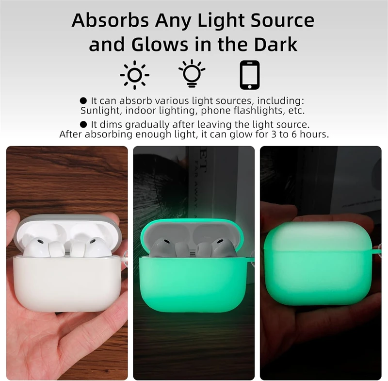 Night Light Luminous Silicone Soft Earphone Case for Airpods Pro 3 2 1 4 Air Pods Pro2 Pro3 3rd Gen Generation Glow Funny Cover