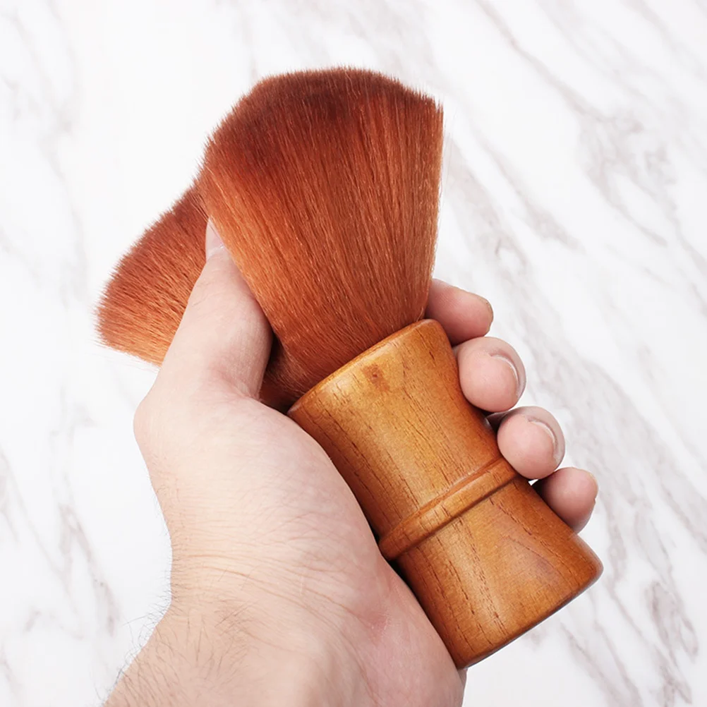 

Barber Brush Long Bushy Hair Cutting Brush For Salon Dust Hair Removal Neck Duster Tool Brown Professional Cleaning Accessory