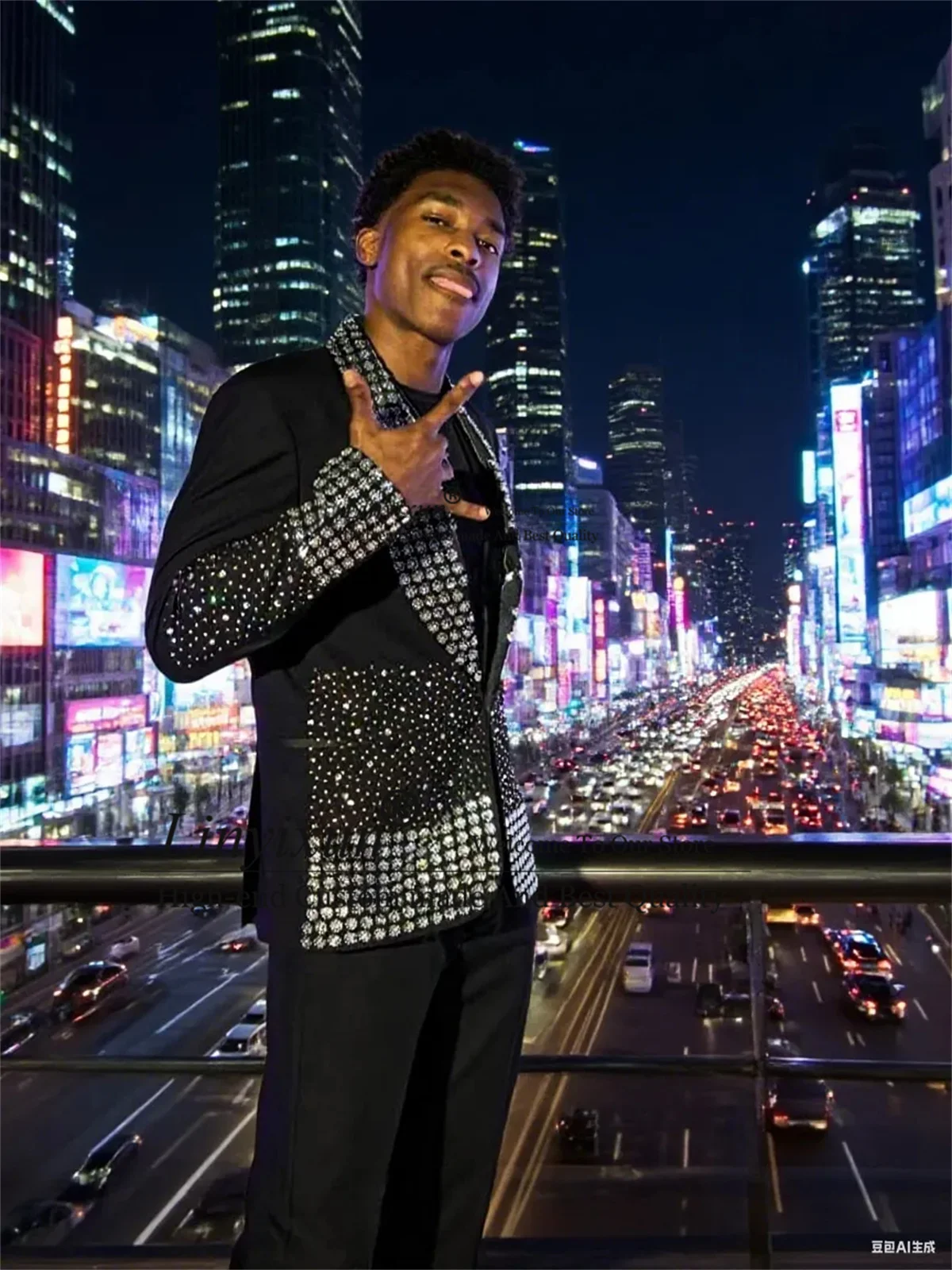 Glitter strass frisado ternos masculinos 2 peças conjuntos de noivo smoking masculino baile blazers personalizado fino ajuste casamento trajes para hombre